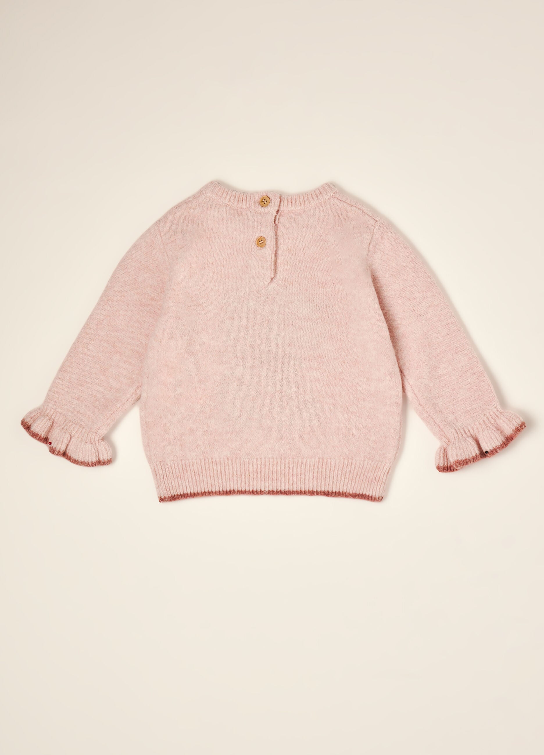 Pink stretch wool jumper with puppy print