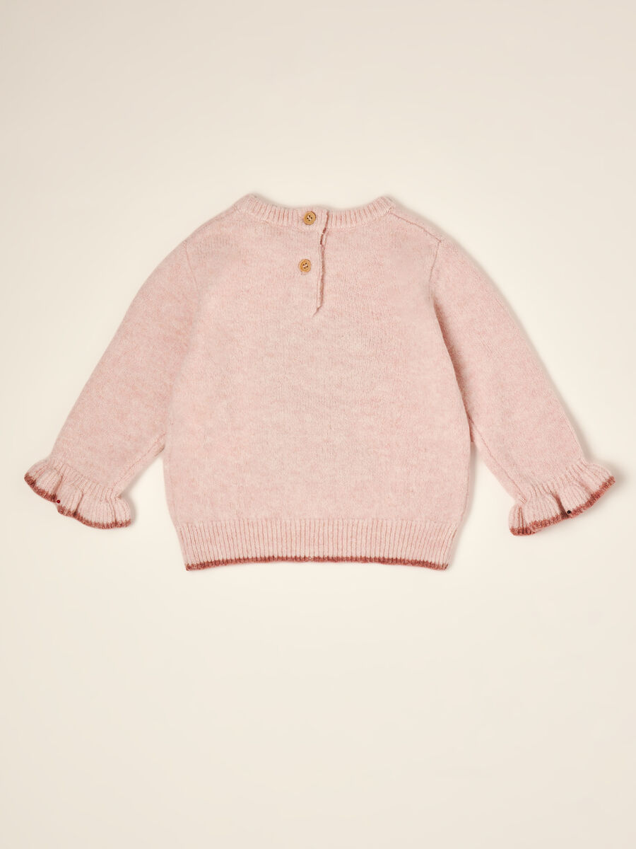 Pink stretch wool jumper with puppy print_2