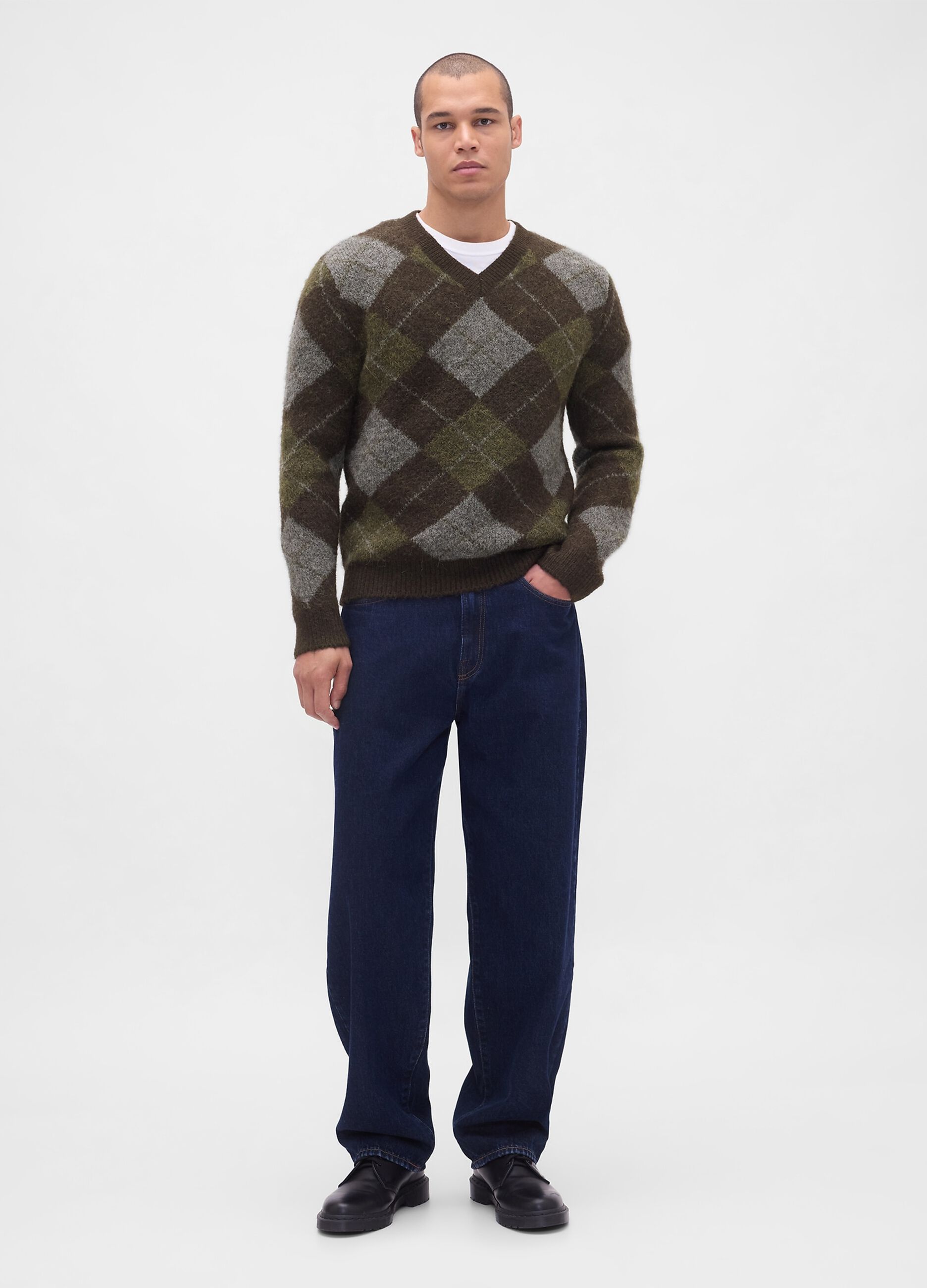 Multicolour pullover in stretch fabric with tartan pattern