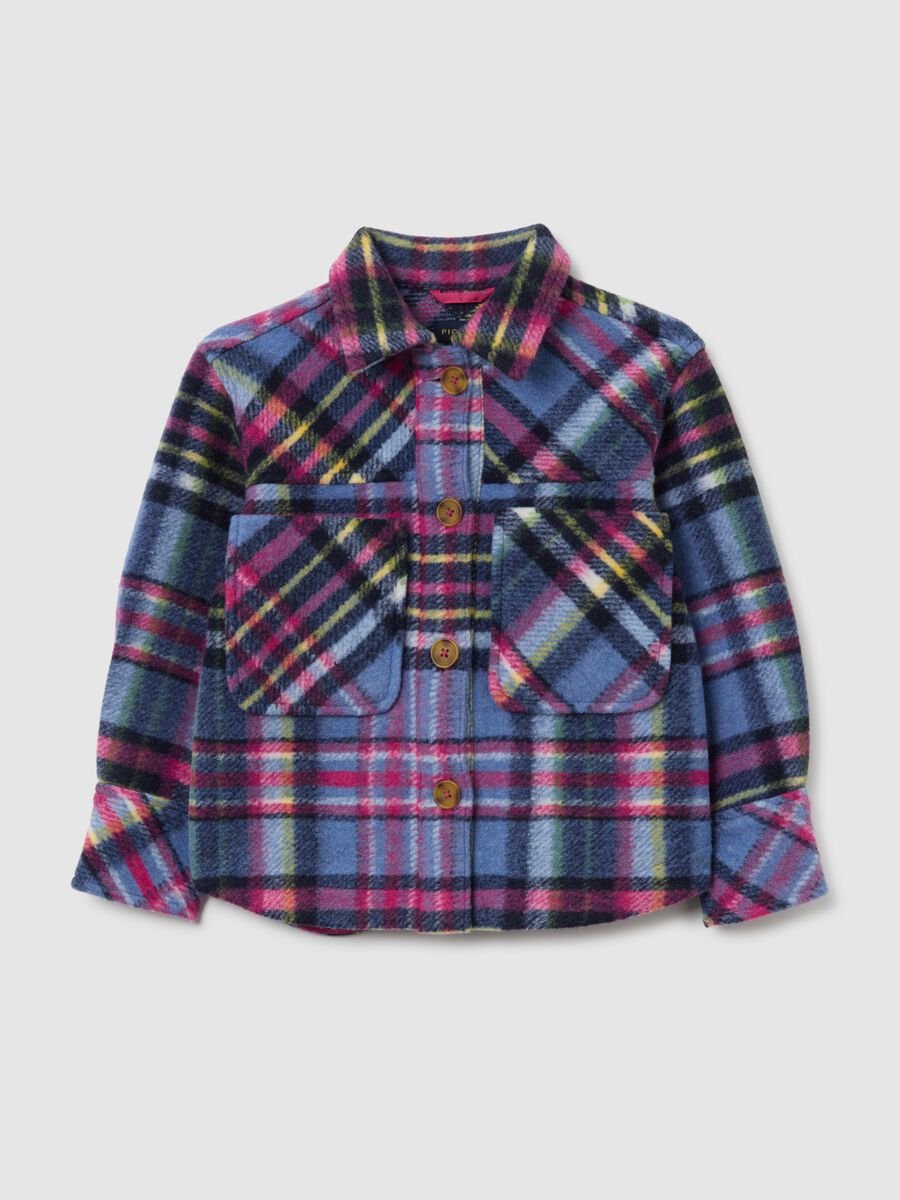 Multicolour Checked Wool Blend Shirt for Girls_3