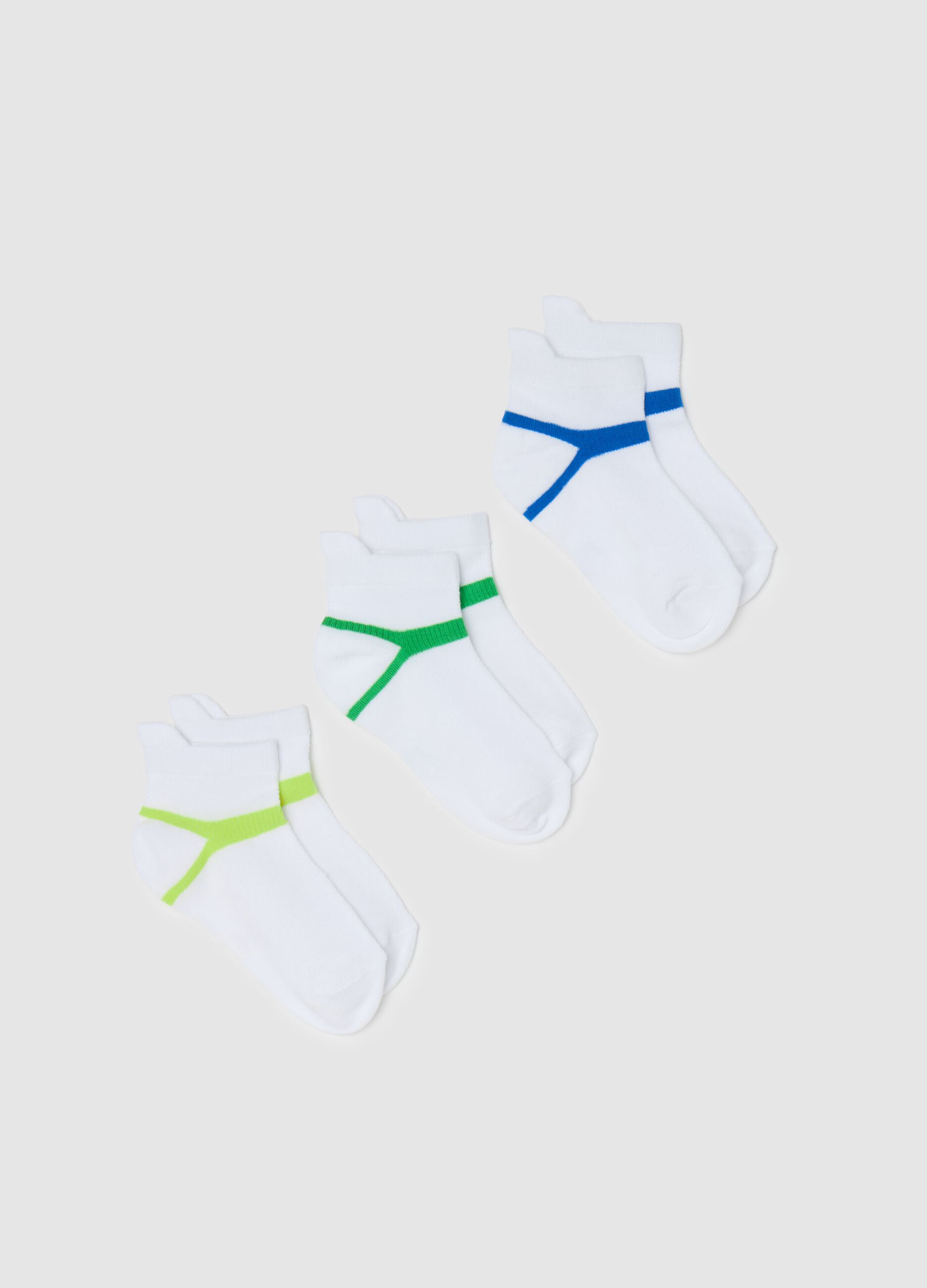 Three-pair pack short socks with contrasting detail