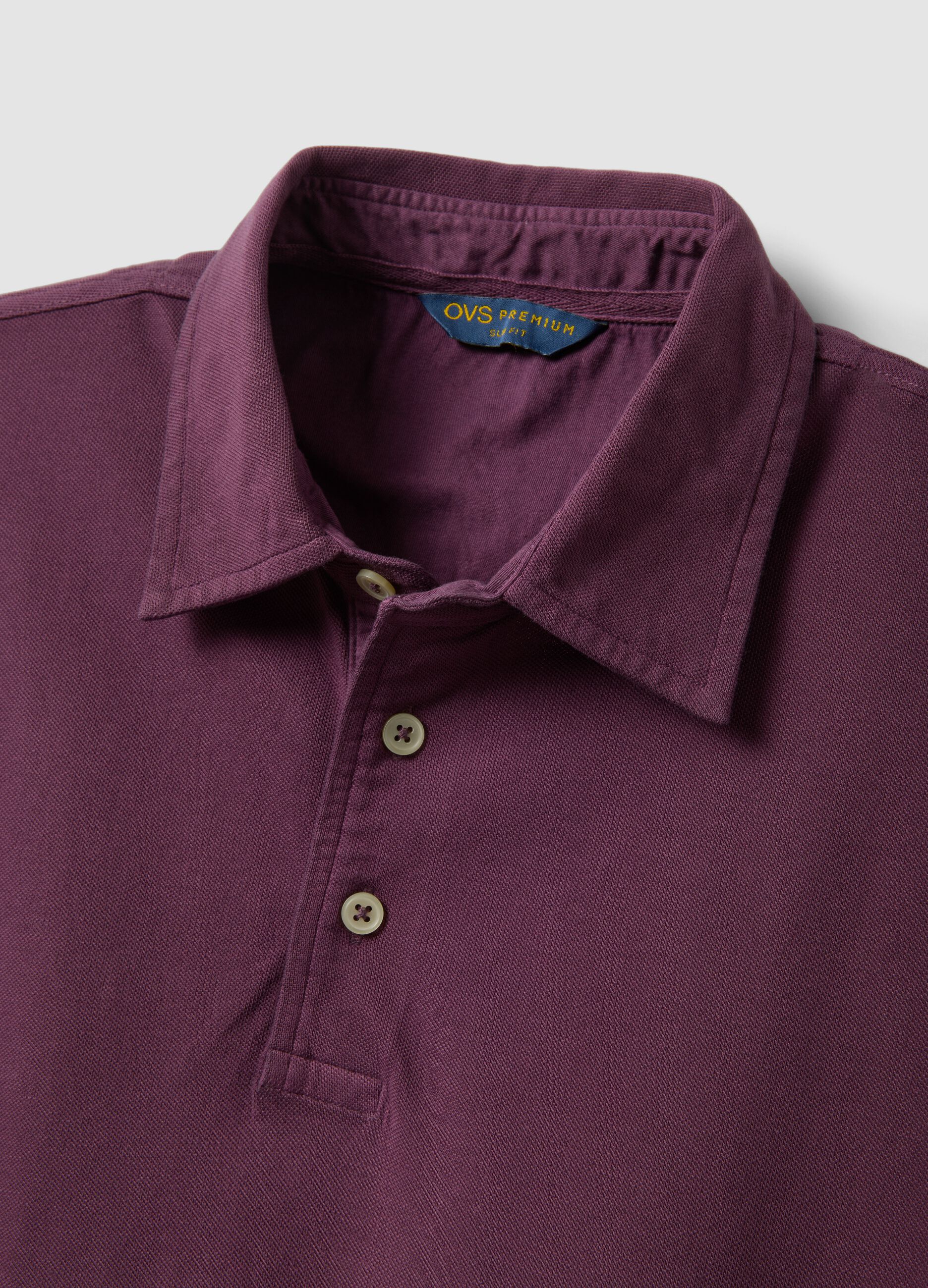 Polo viola in puro cotone a maniche corte slim fit