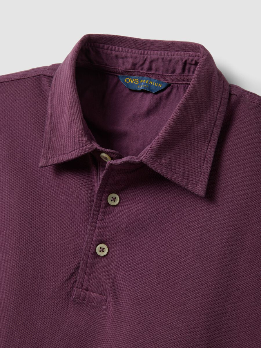Purple slim-fit short-sleeve pure cotton polo shirt_5