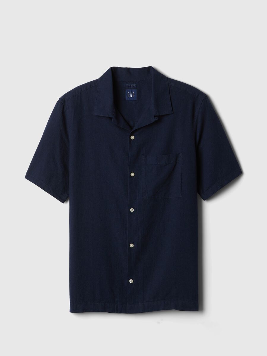 Linen and cotton short-sleeved shirt_3