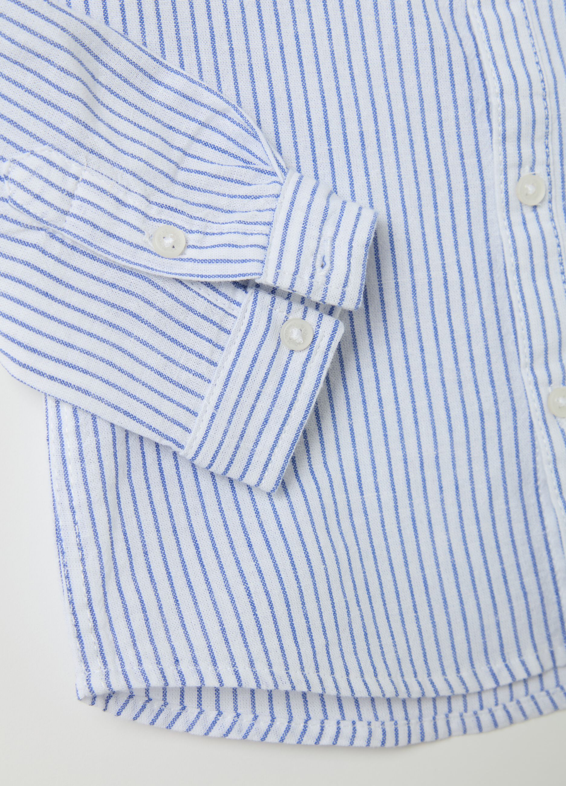 Camicia a righe in cotone e lino 