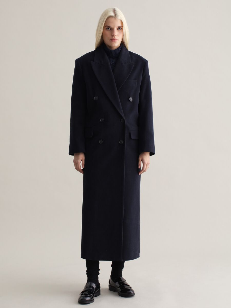 Double-breasted long coat_0