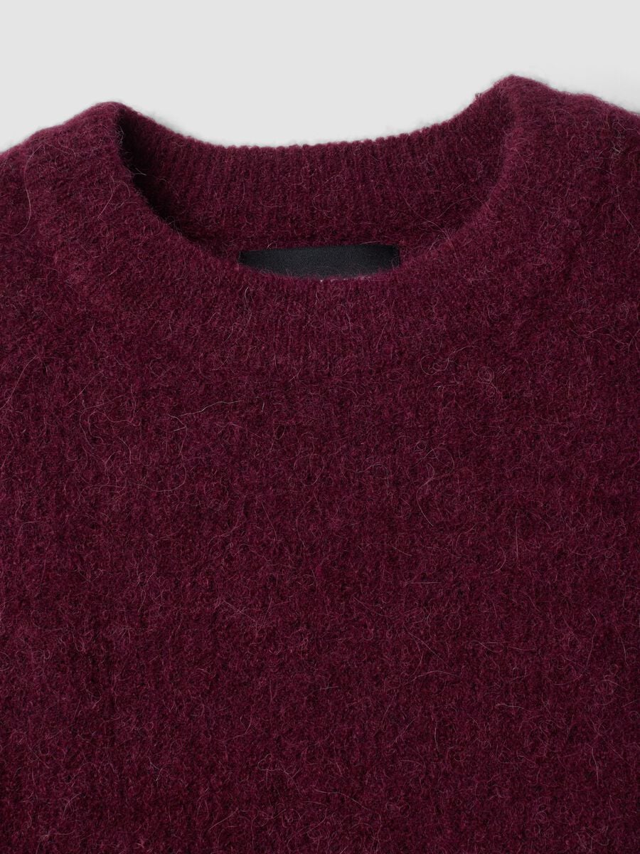 Maglia viola in alpaca e lana elasticizzato girocollo_5