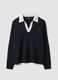 Blue wool-blend polo-collar jumper_0