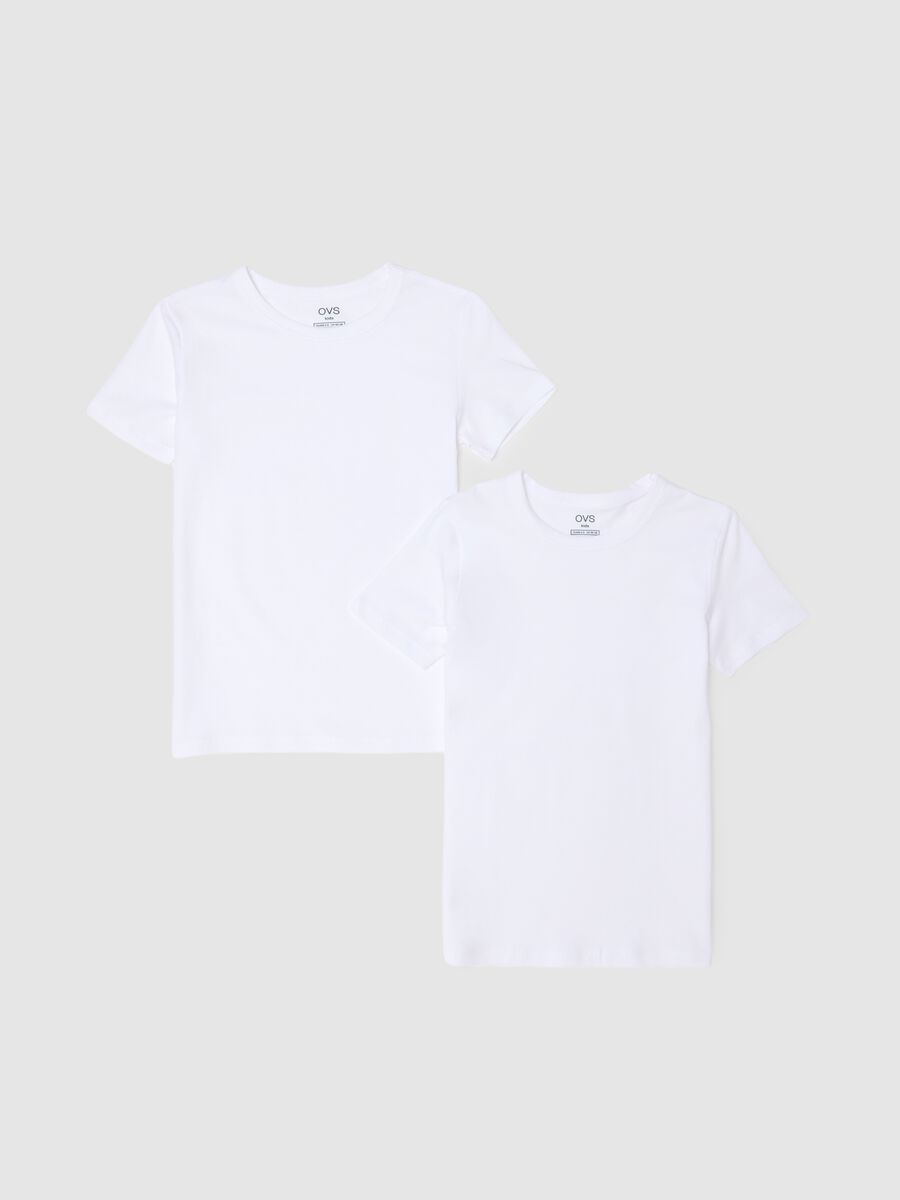Bipack t-shirt in cotone elasticizzato bianco da bambino regular fit_0