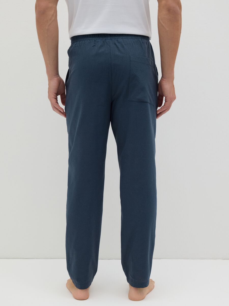 Men's Blue Cotton Blend Regular Fit Trousers_3