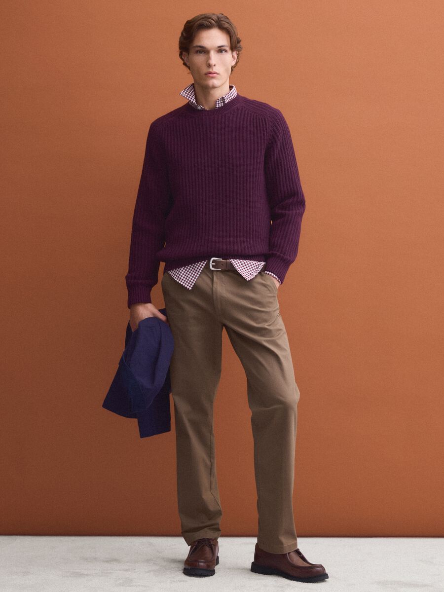 Maglia viola in misto cotone a coste con girocollo regular fit_2