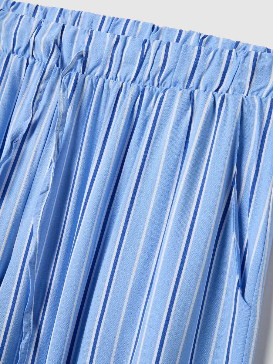 Blue striped pure viscose pajama trousers in regular fit_1