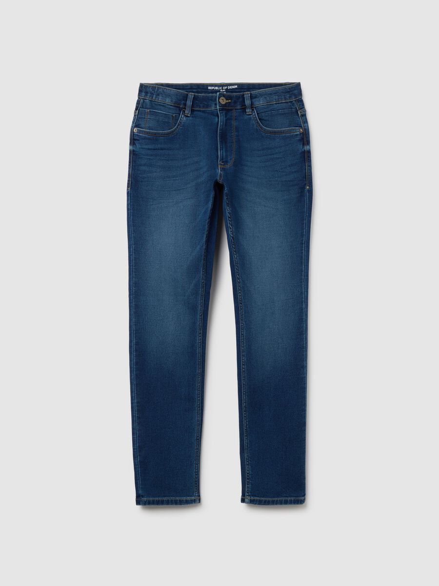 Jeans in denim blu slim fit_0