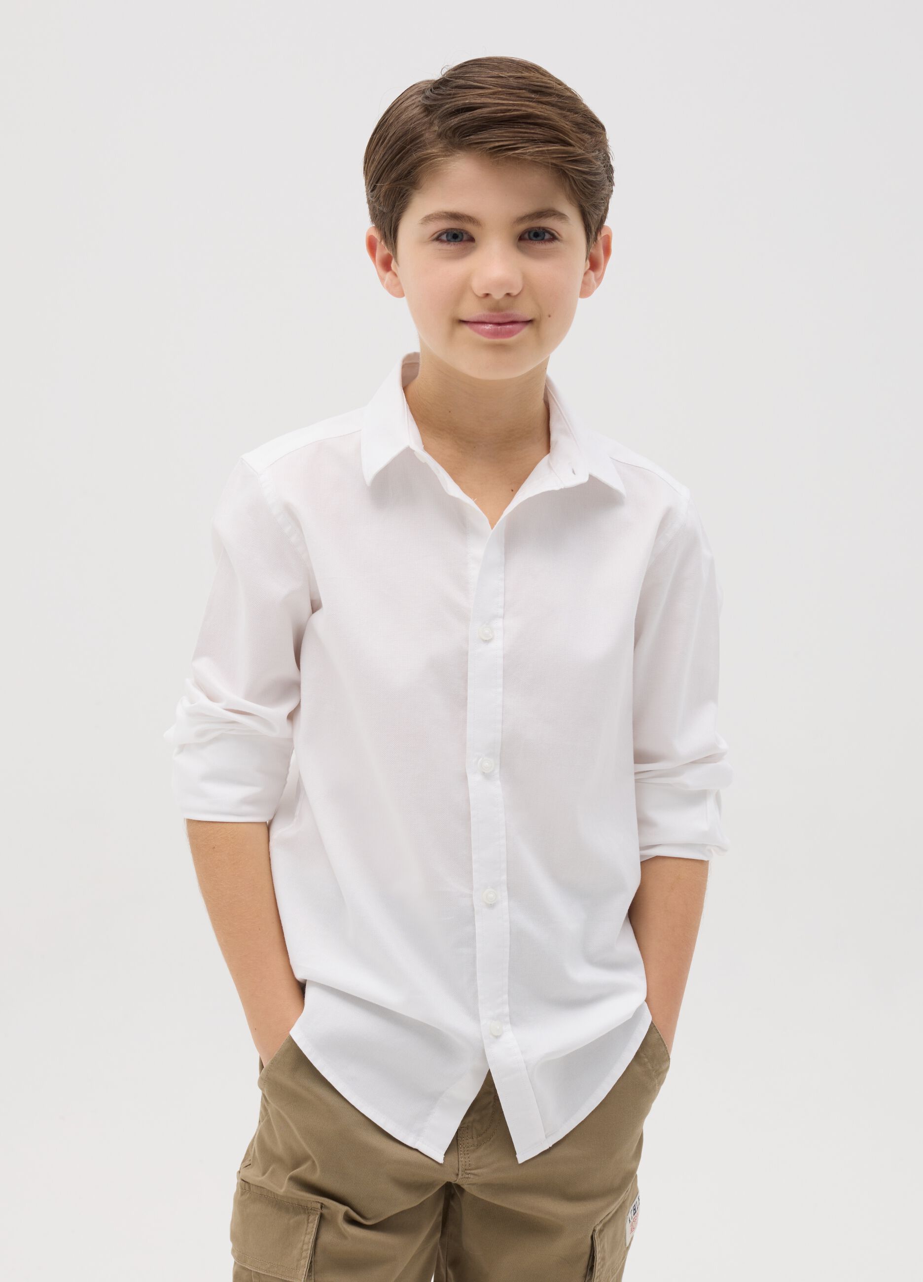 Shirt in solid colour cotton