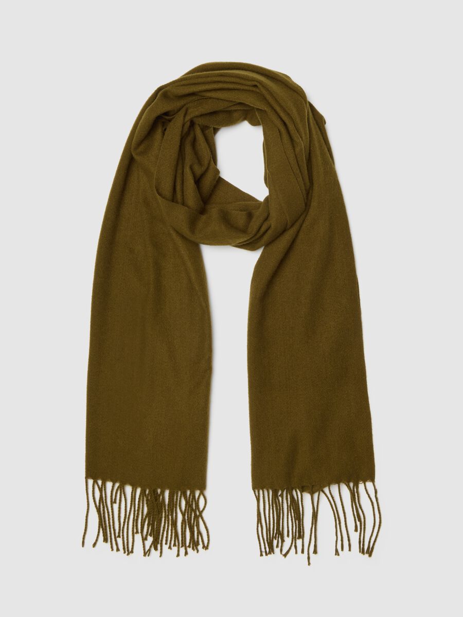 Green scarf with fringes_0