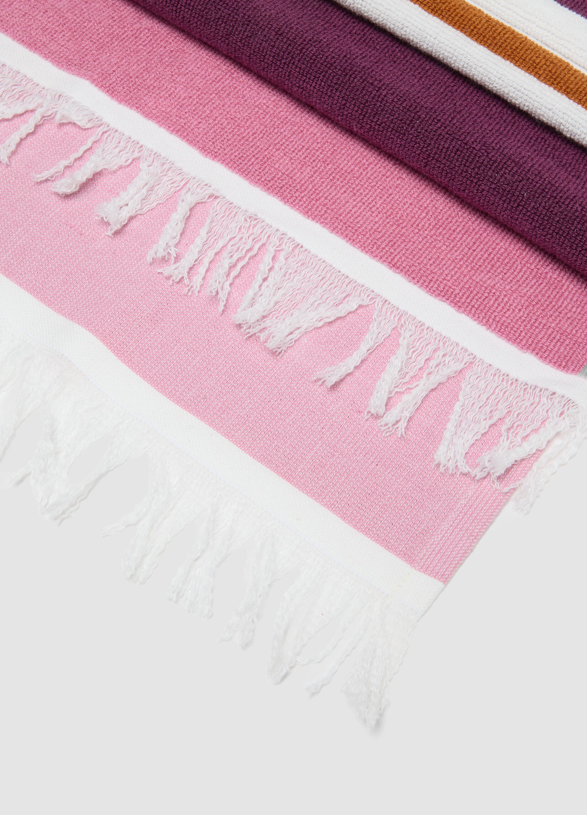 Pink pure cotton striped beach towel