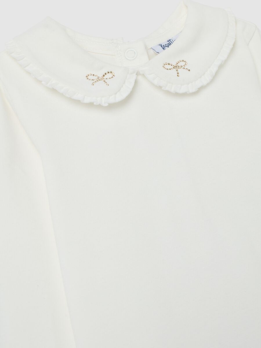 Stretch cotton regular fit white girl's T-shirt_2
