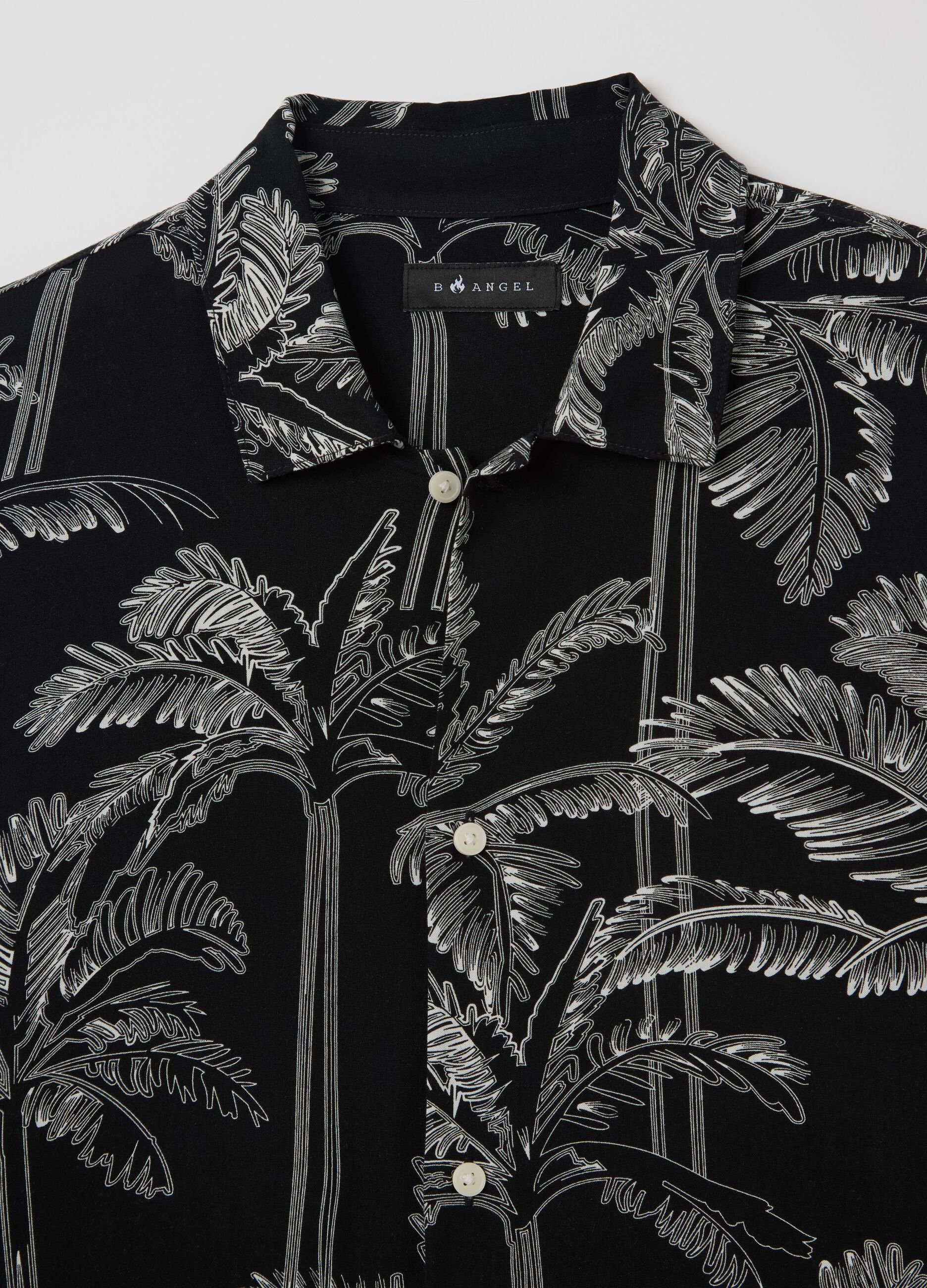 Short sleeve viscose palm print shirt