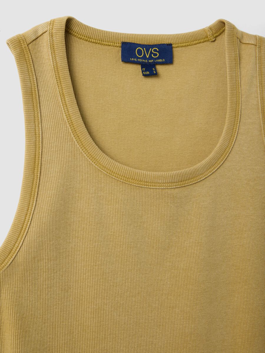 Yellow stretch cotton vest top, regular fit_5