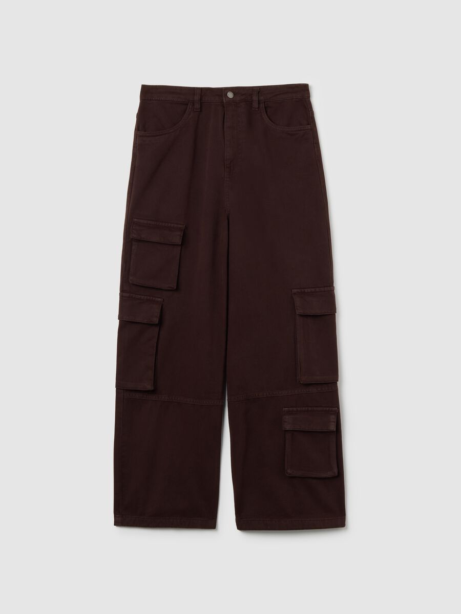 Brown cotton cargo trousers_4