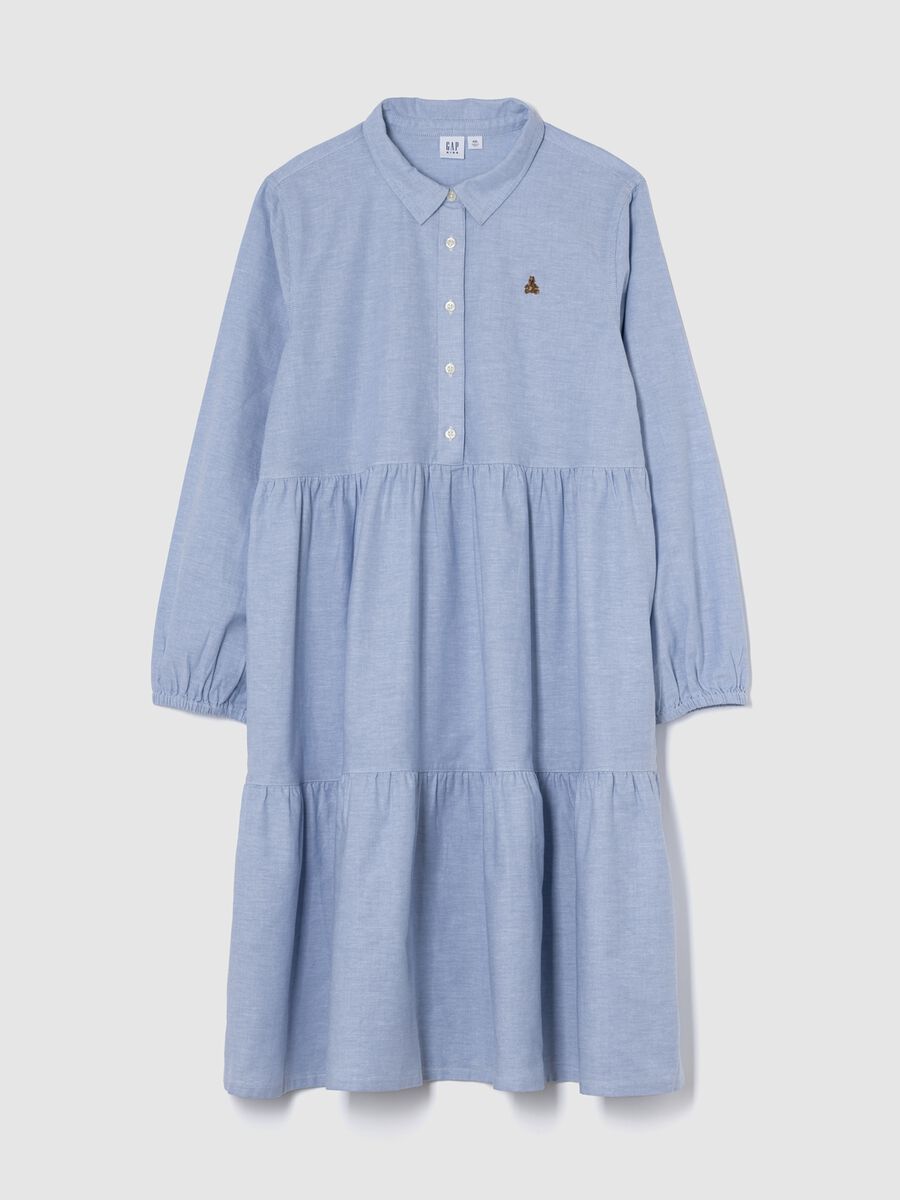Vestito azzurro per bambina lungo a balze_2