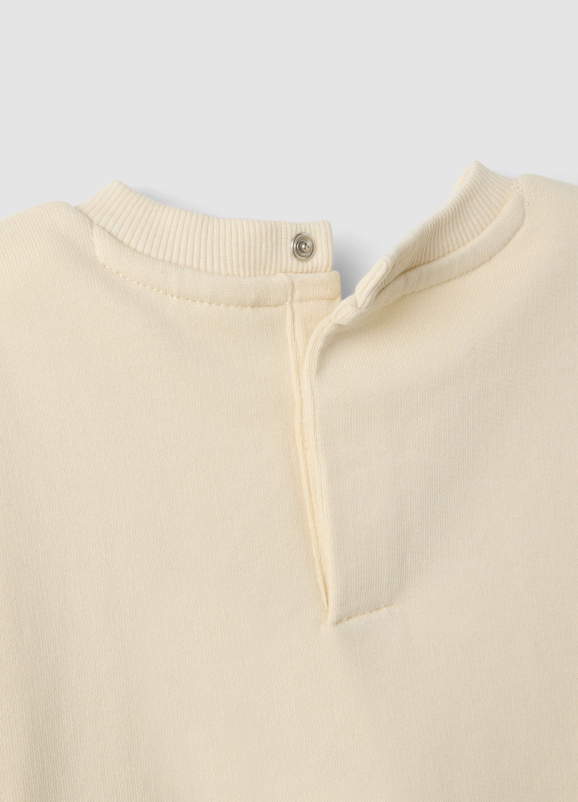 Beige pure cotton crew-neck sweatshirt with teddy bear