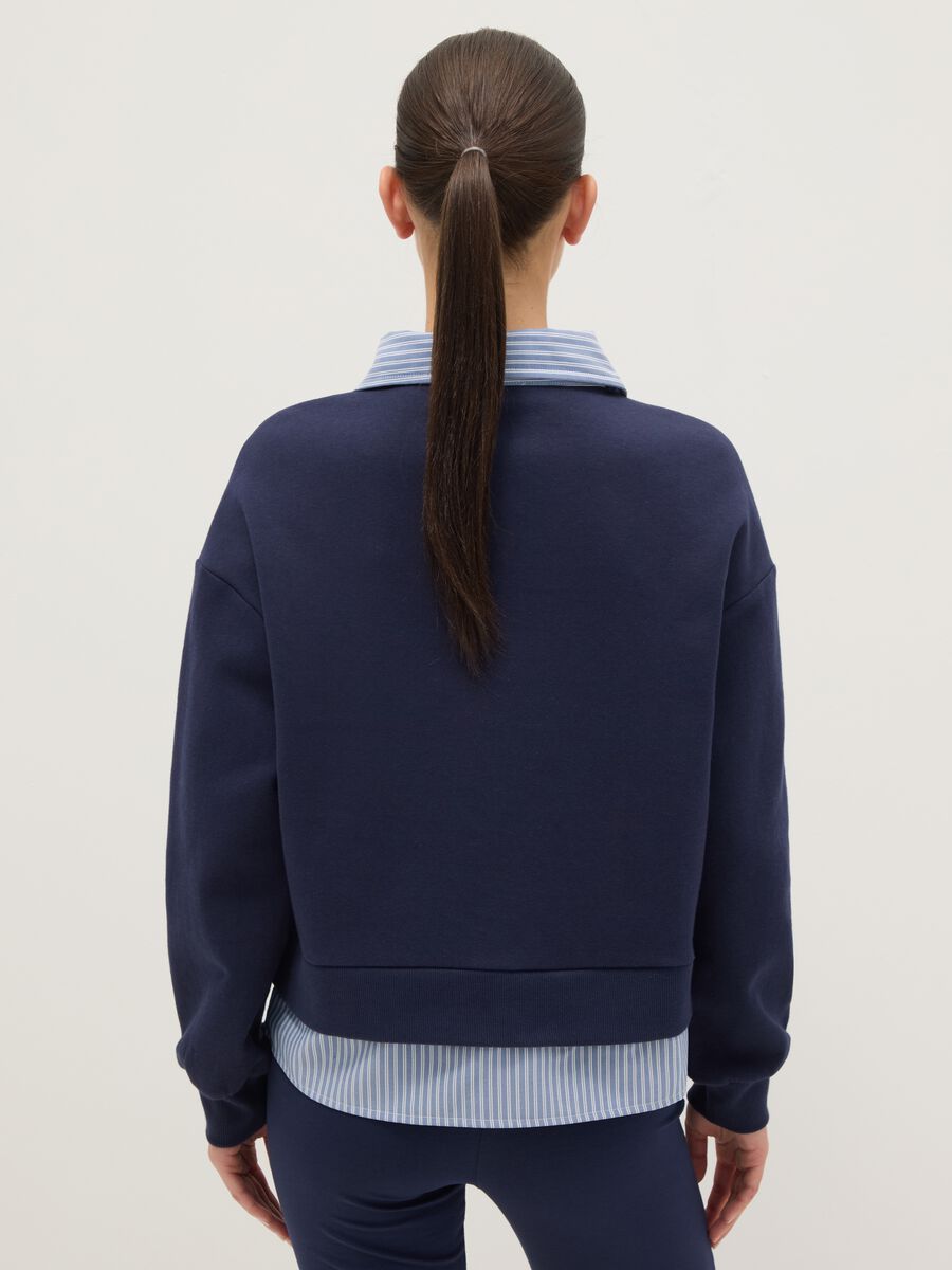 Blue cotton-blend regular fit jumper_2