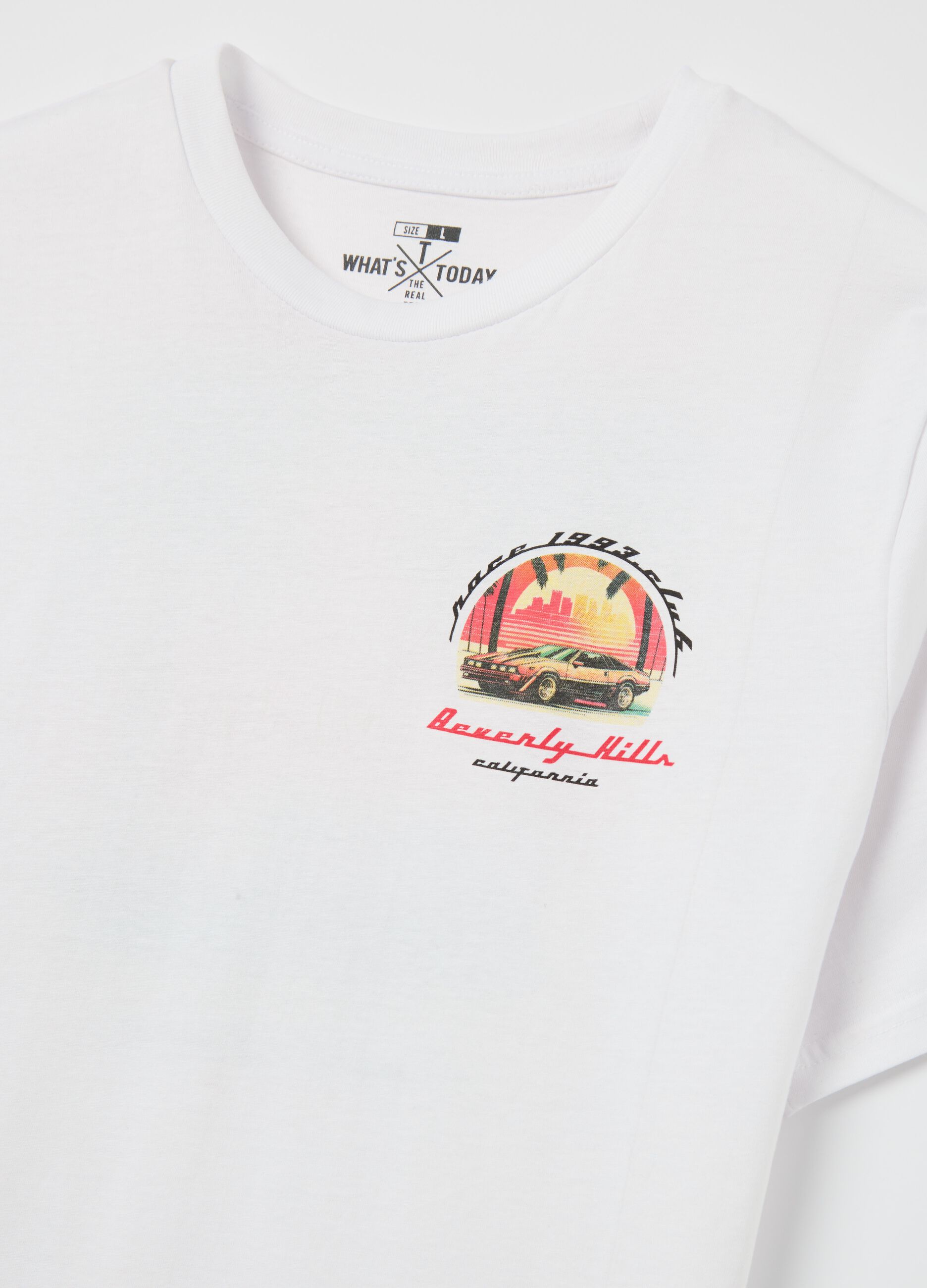 Cotton T-shirt with "Beverly Hills Race" print