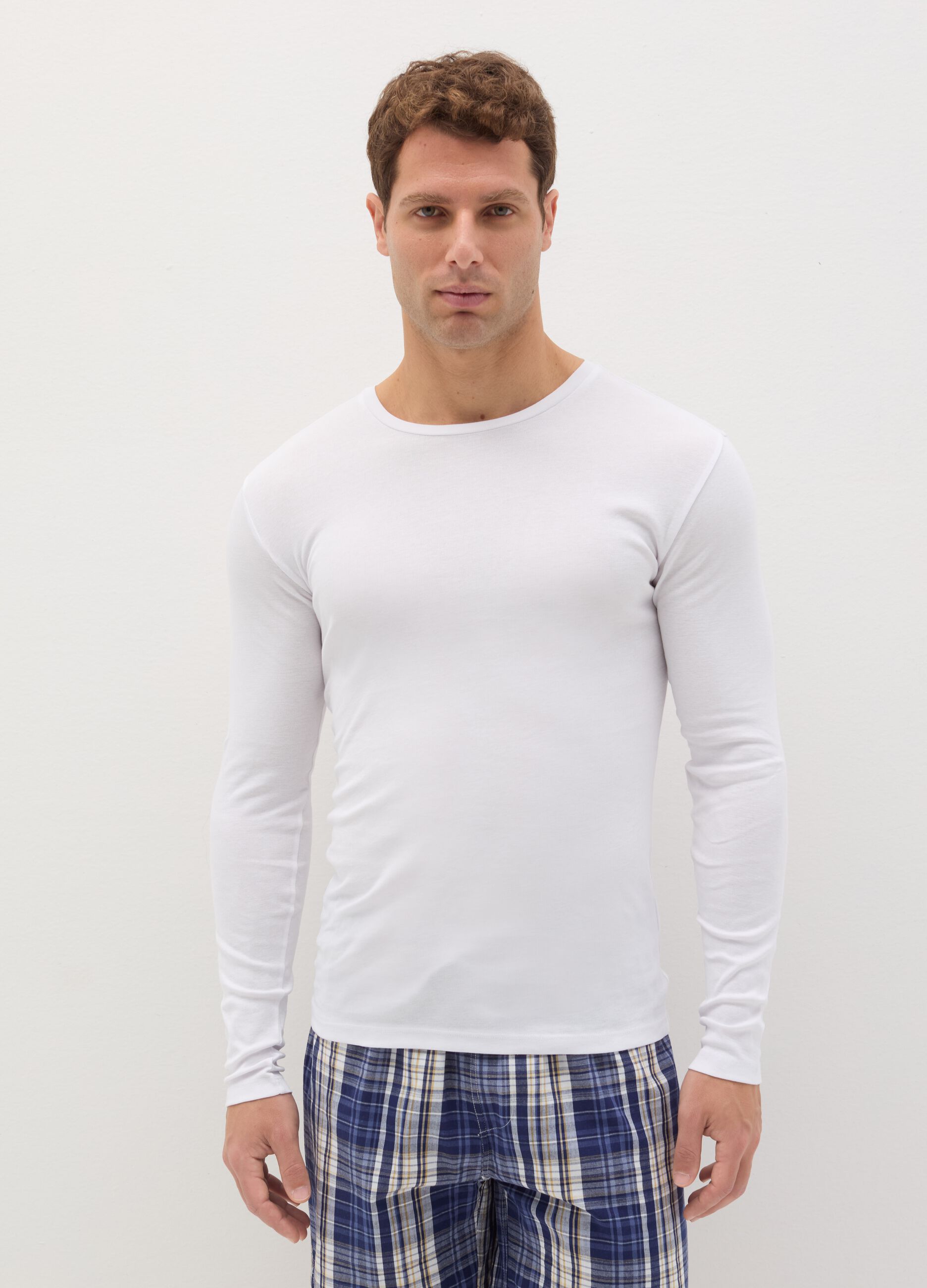 Long-sleeved undershirt in organic cotton