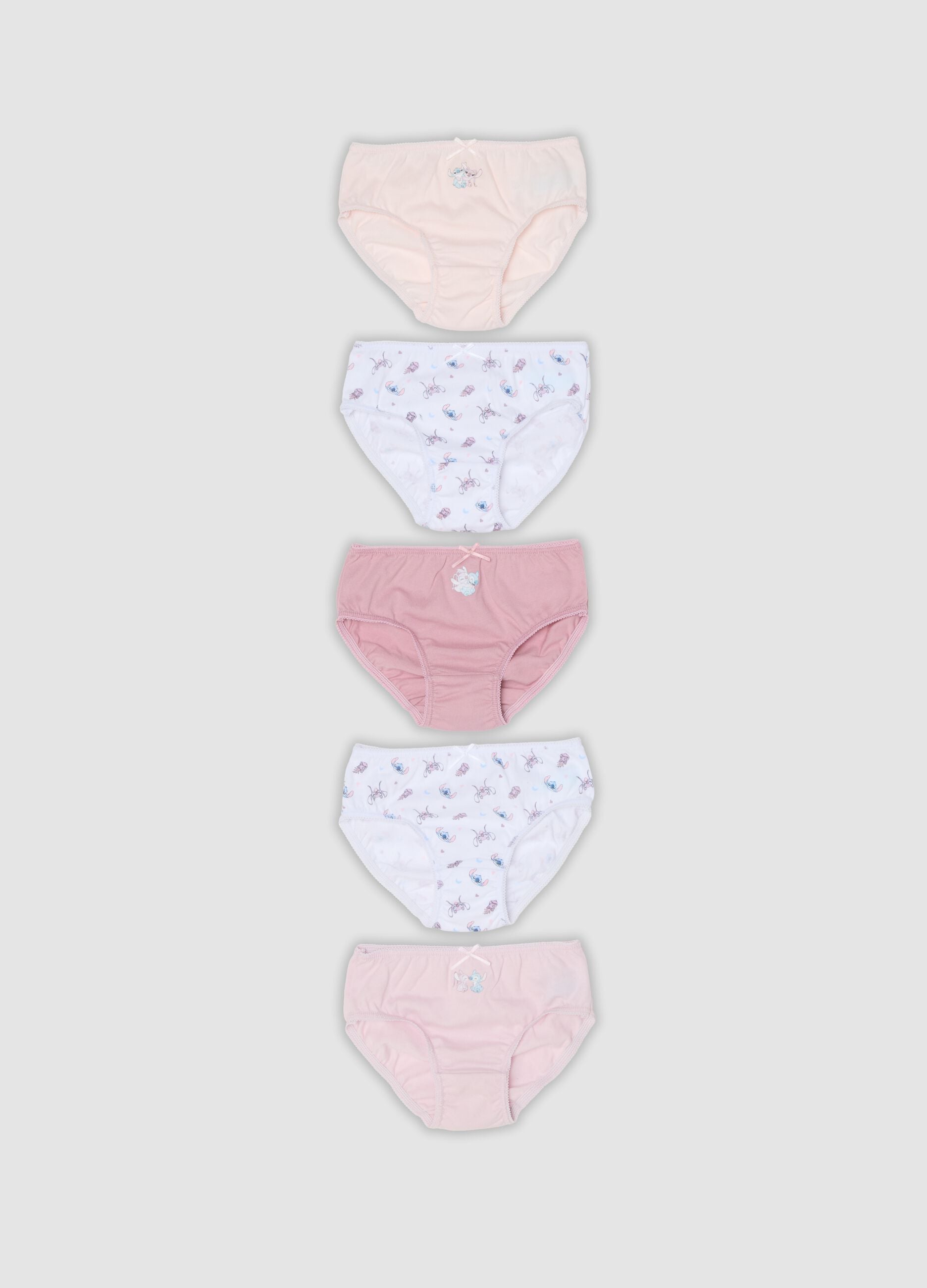 Pack of five pure organic cotton briefs with Lilo & Stitch prints for girls