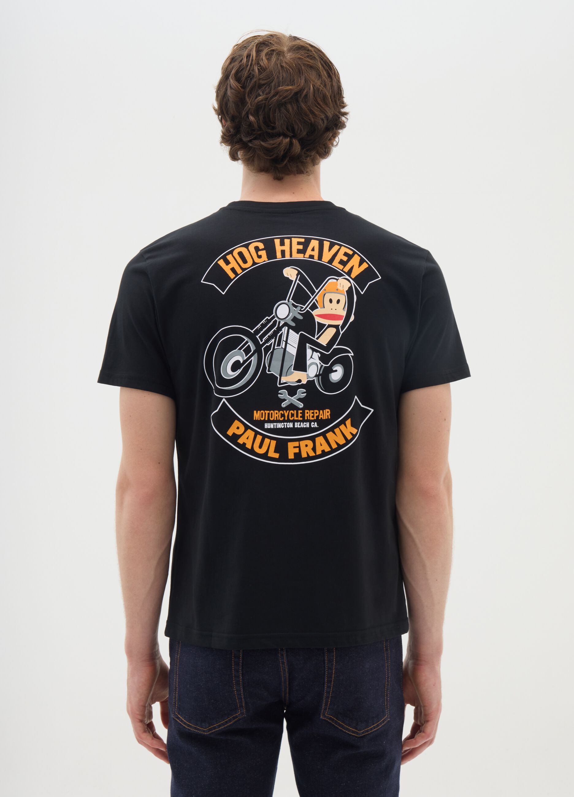 Black short-sleeve t-shirt in pure cotton regular fit