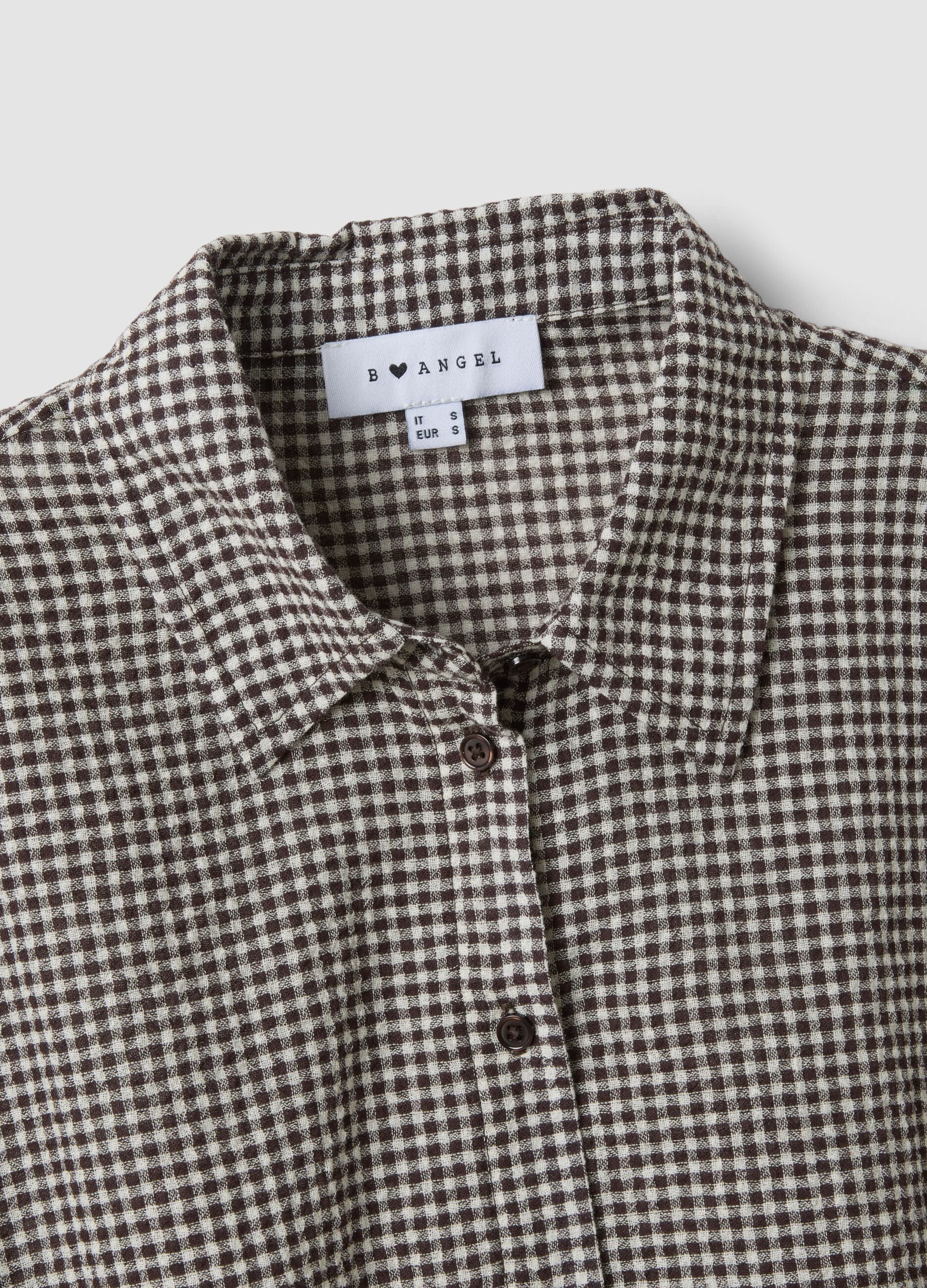 Multicoloured gingham cropped stretch-cotton shirt