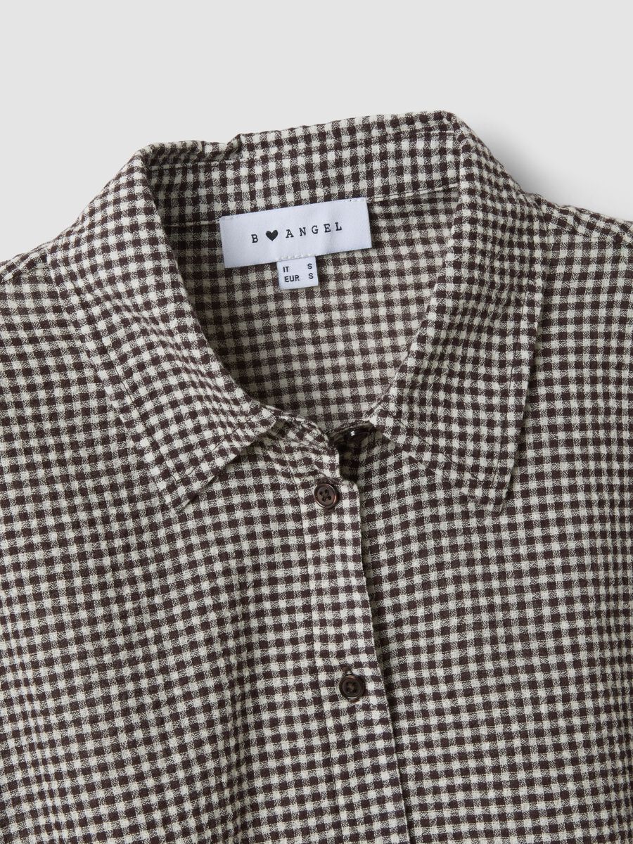 Multicoloured gingham cropped stretch-cotton shirt_1