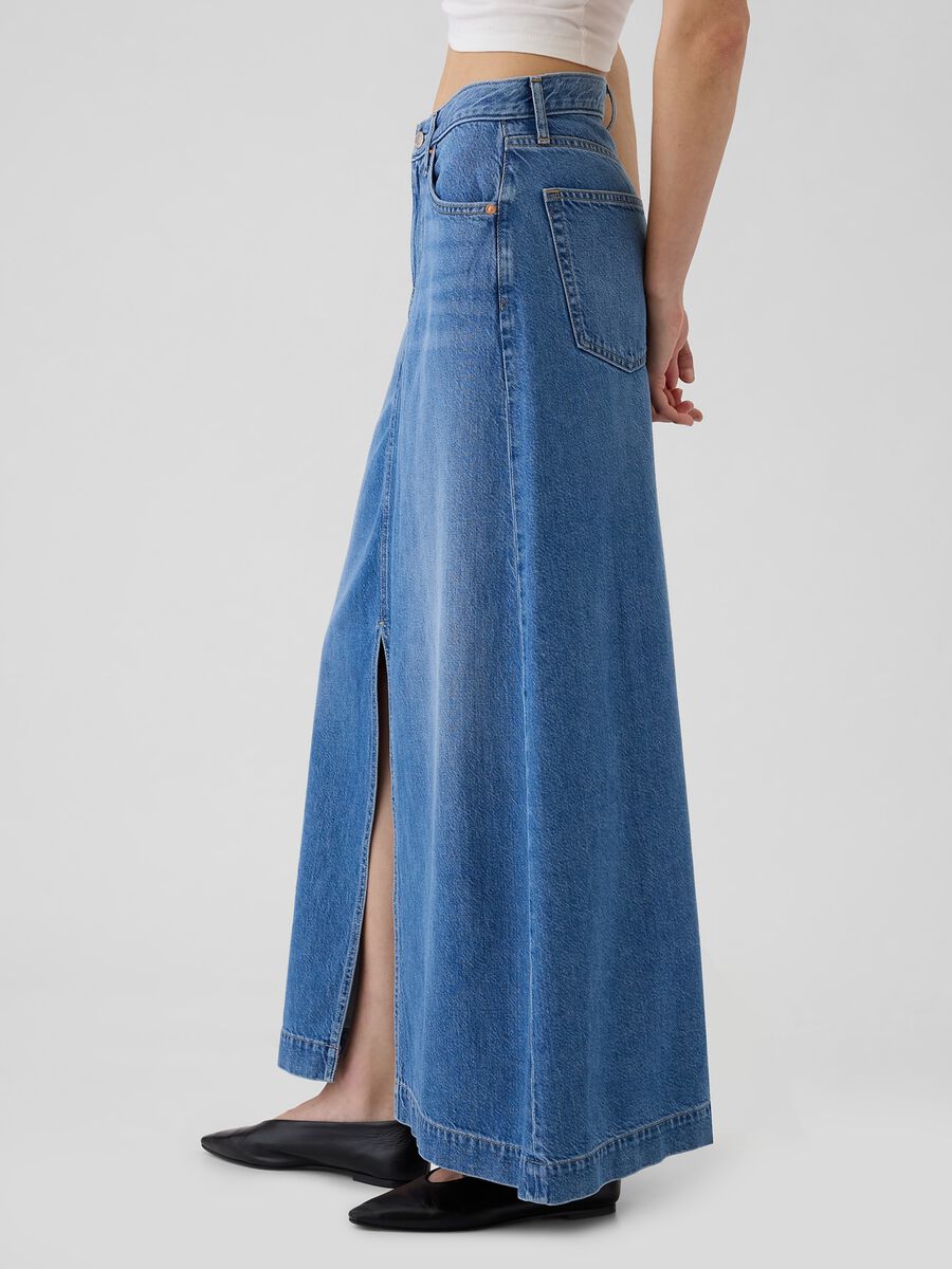 Long denim skirt with split_3