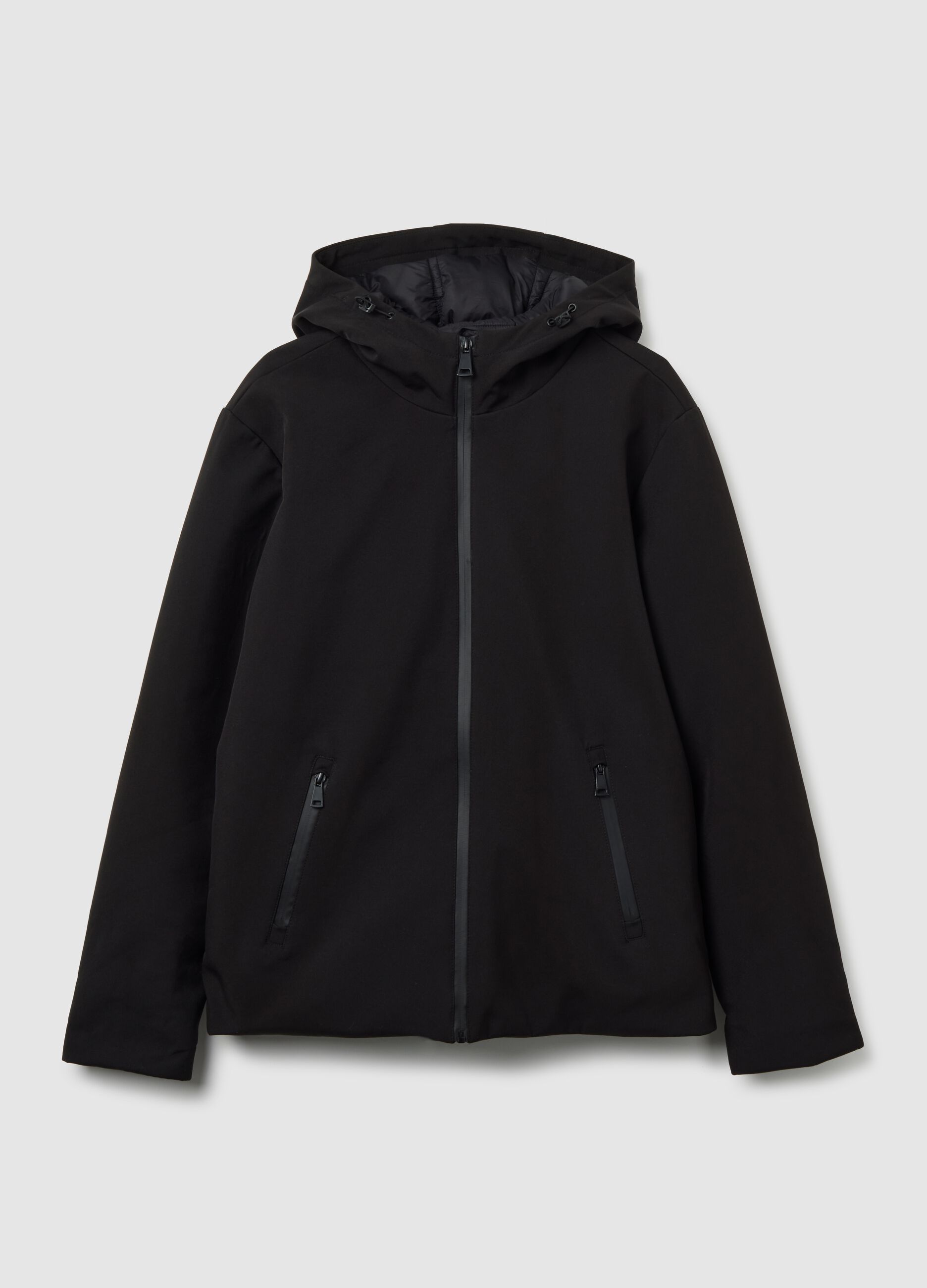 Black padded jacket in stretch fabric