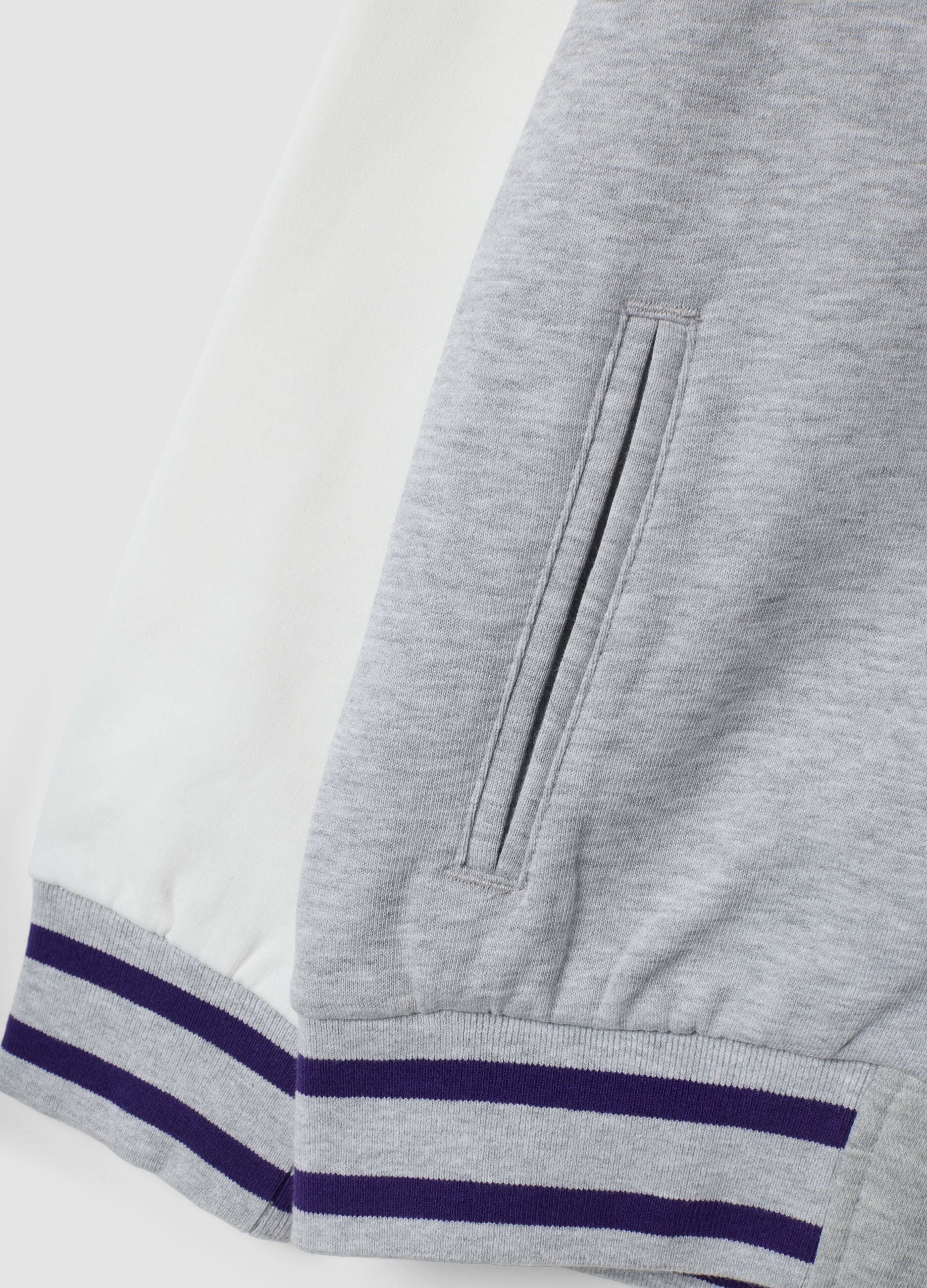 Felpa grigio melange in puro cotone con stampa Lakers