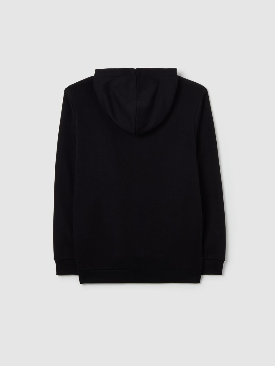 Felpa con cappuccio nera da bambino in misto cotone regular fit_1