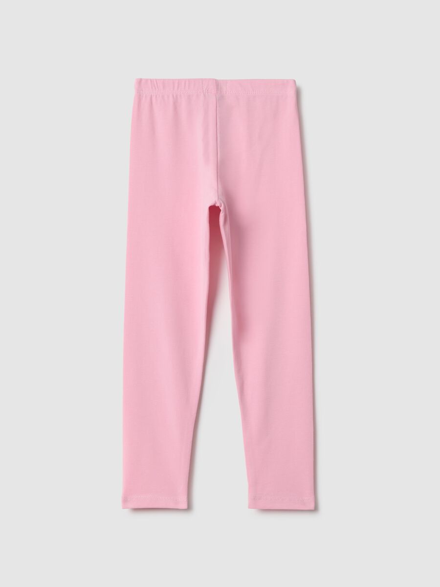 Girls' pink stretch cotton slim-fit leggings_1