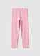 Girls' pink stretch cotton slim-fit leggings_1