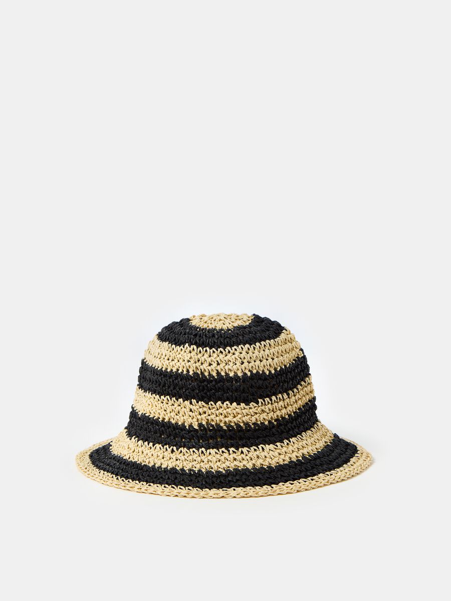 Raffia hat with stripes_0