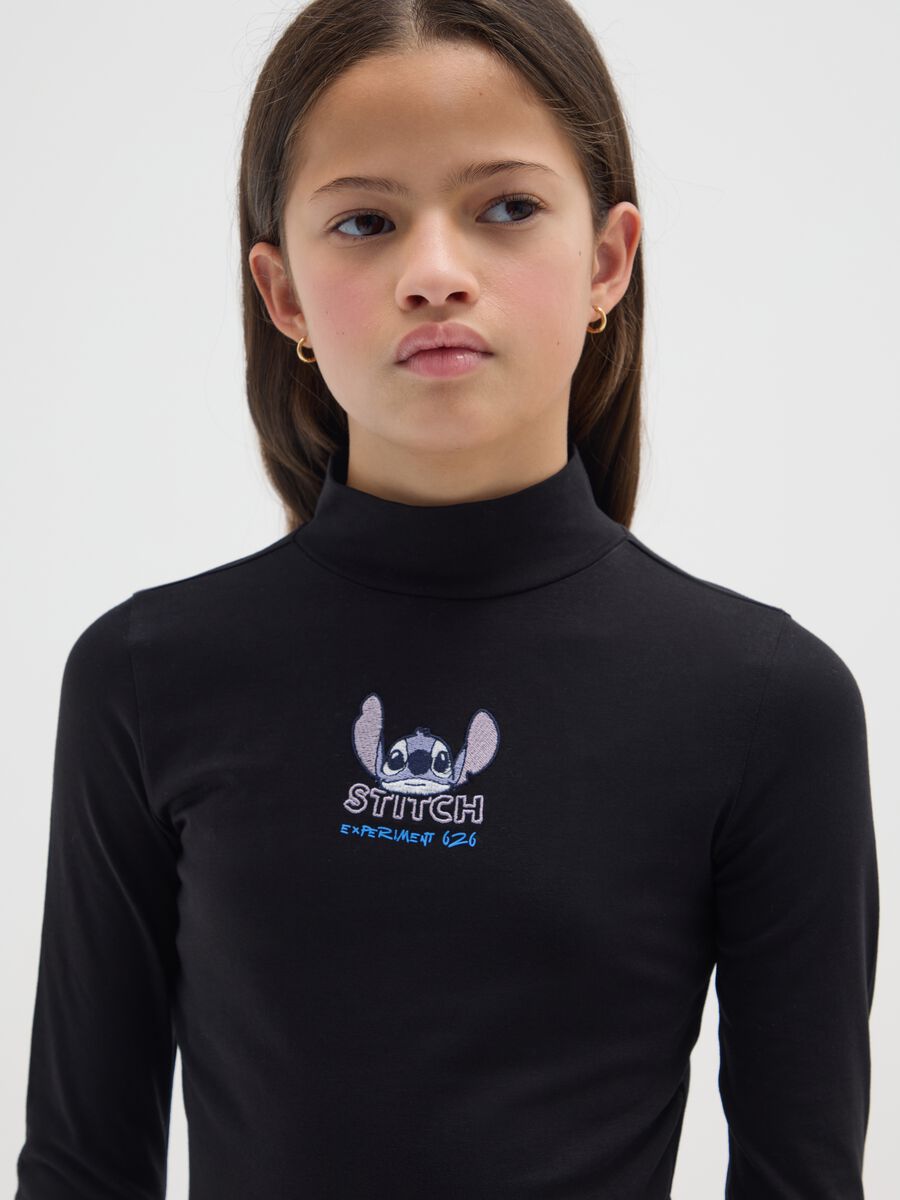 Girls' black stretch cotton blend t-shirt_2
