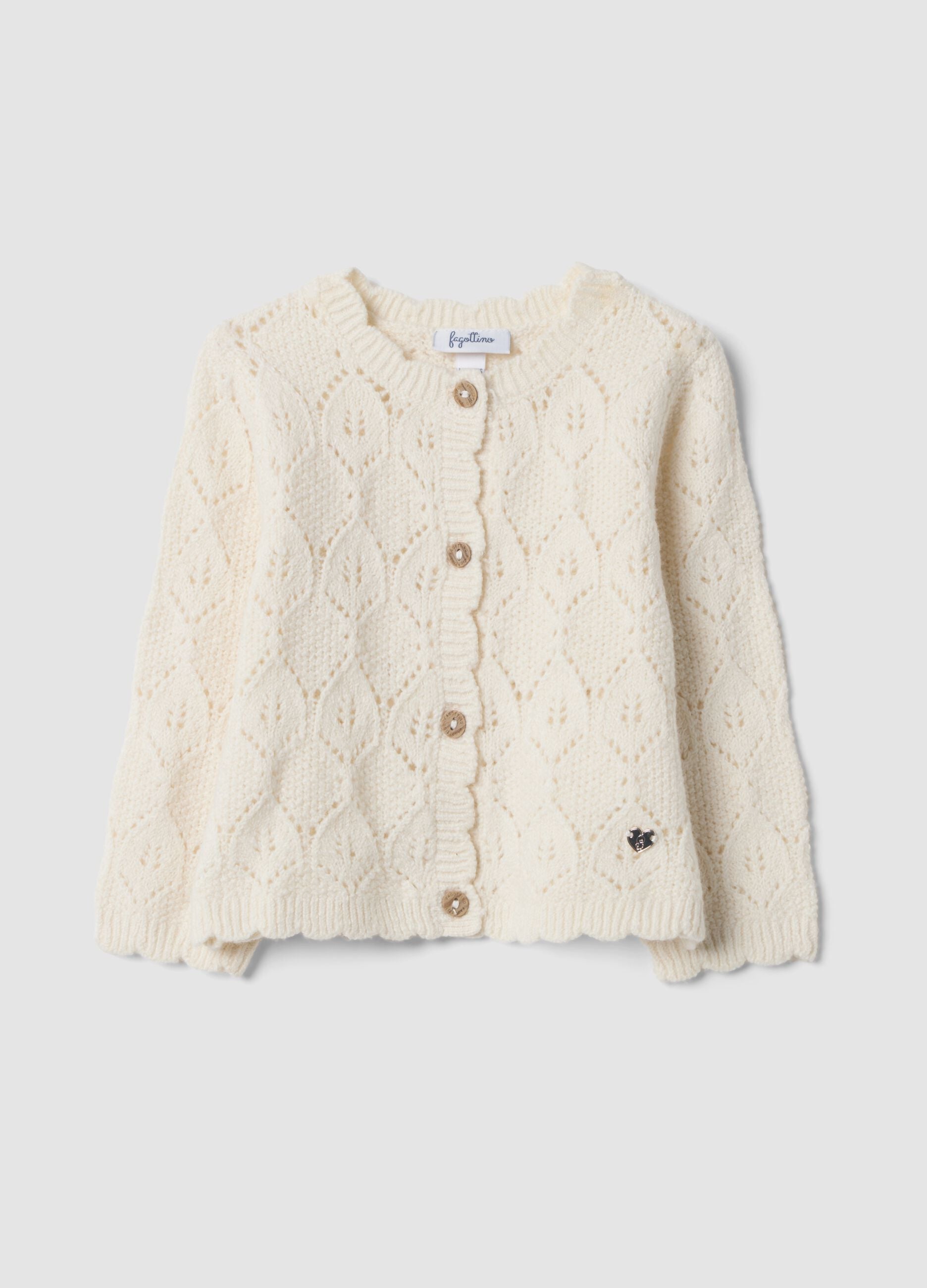 White regular-fit knitted cardigan in stretch organic cotton