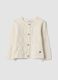 White regular-fit knitted cardigan in stretch organic cotton_0