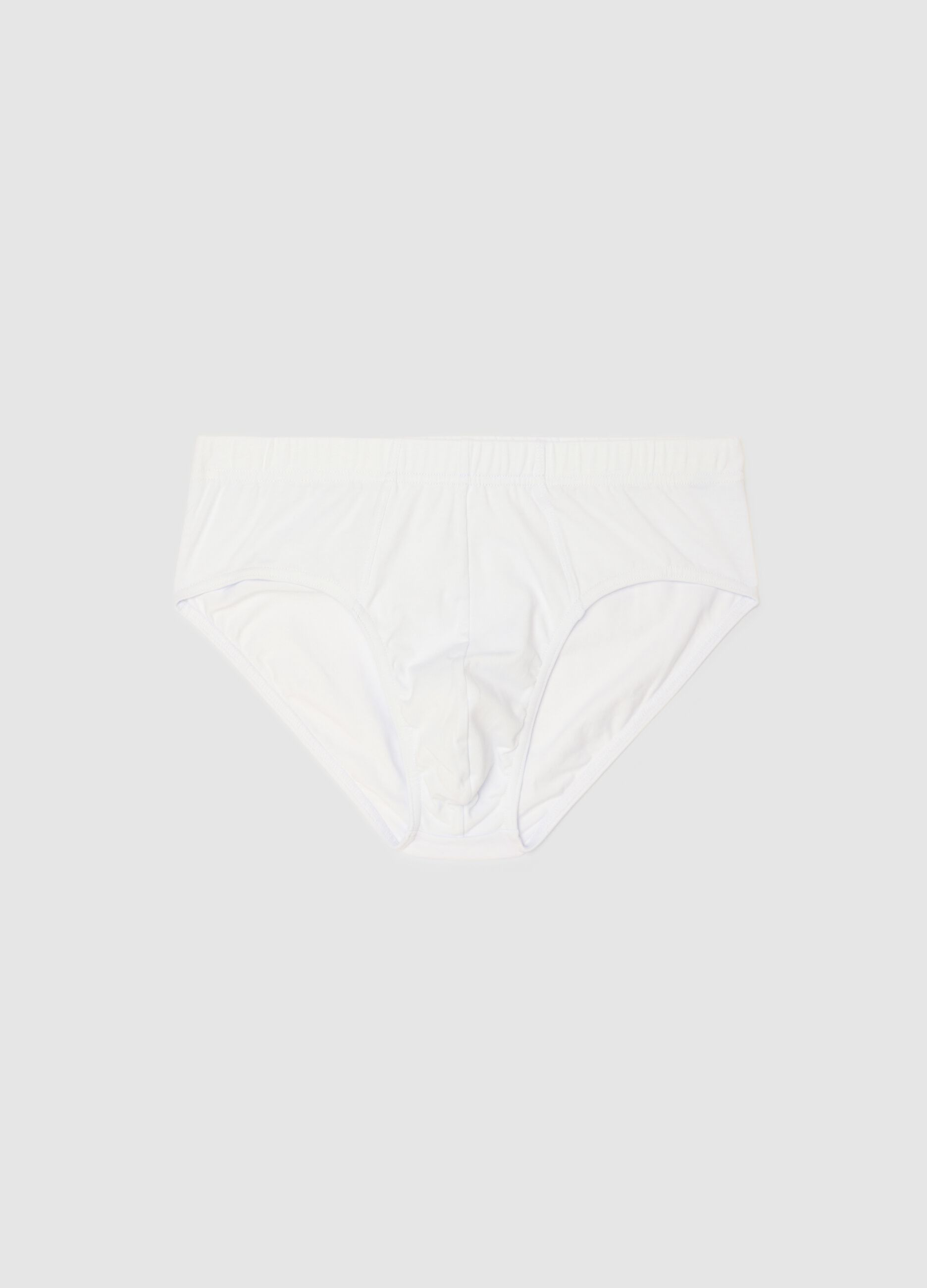 Regular fit white cotton briefs
