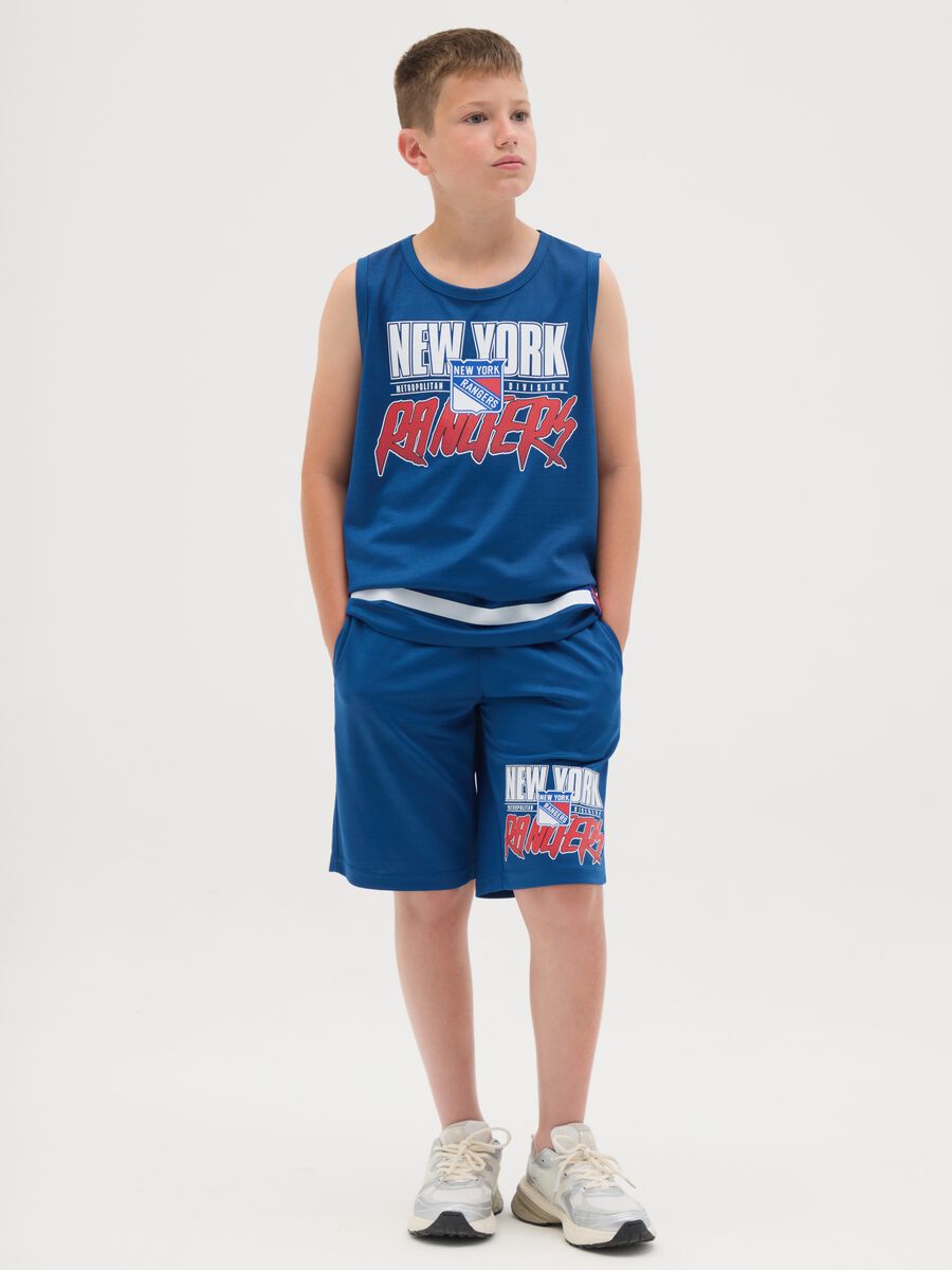 Shorts da uomo in blu con stampa New York Panthers_1