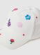 Girls' pure white cotton hat with visor and embroidery_2