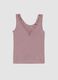 Pink stretch viscose regular fit deep V vest with lace_4