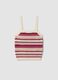 Fitted pure cotton multicolour striped vest with thin straps_0