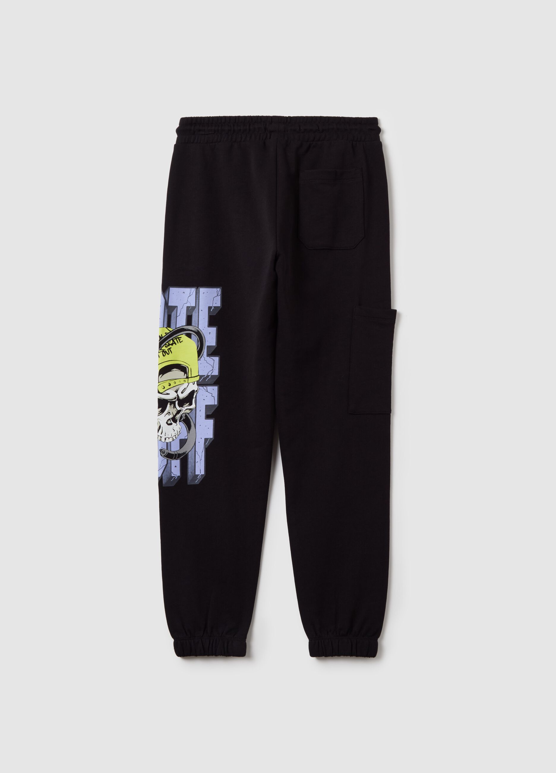 Cotton joggers with drawstring and print