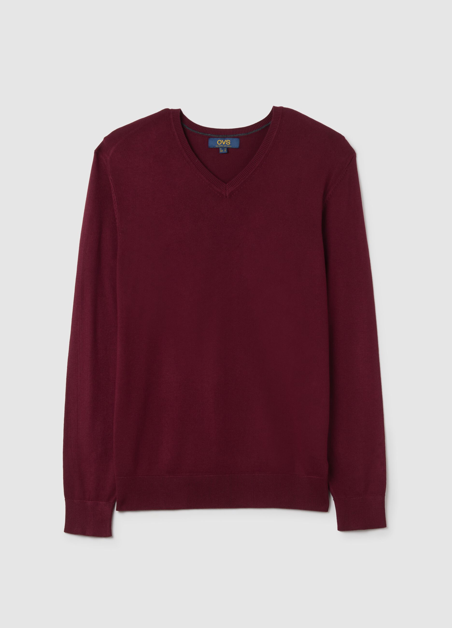 Red mixed material sweater, regular fit